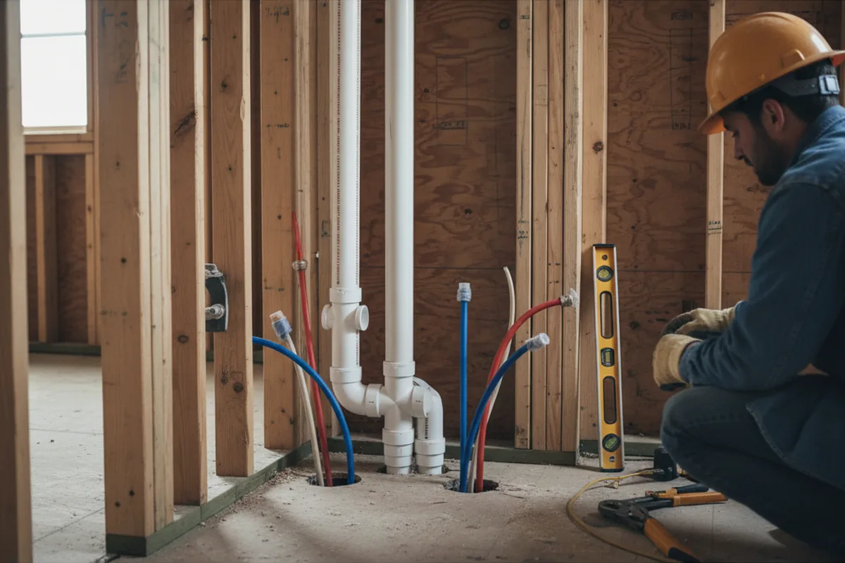 Drain and supply rough-in during Leak Detection in Buckatunna